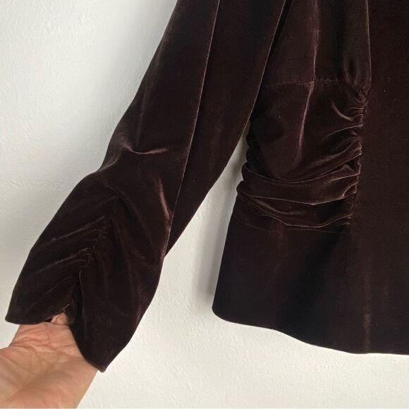 Vtg 90s Brown Velvet Blazer Women XLP Steampunk Academia Western Equestrian Goth - Picture 9 of 13